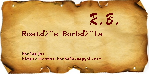 Rostás Borbála névjegykártya